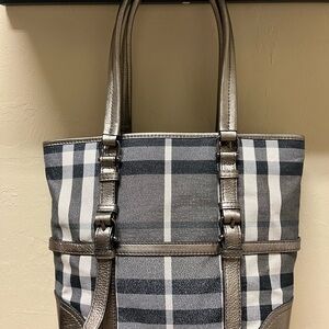 Burberry Shimmer Check Small Tote